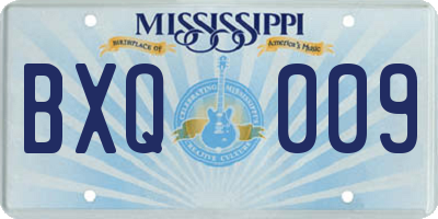 MS license plate BXQ009