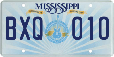 MS license plate BXQ010