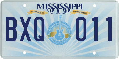 MS license plate BXQ011
