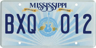 MS license plate BXQ012