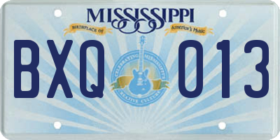 MS license plate BXQ013
