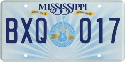 MS license plate BXQ017