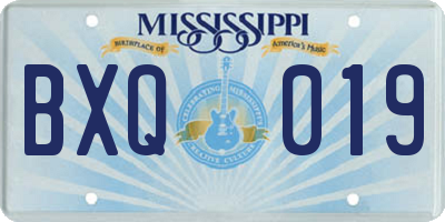 MS license plate BXQ019