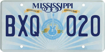 MS license plate BXQ020