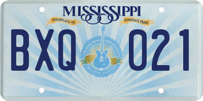 MS license plate BXQ021
