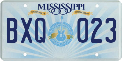 MS license plate BXQ023