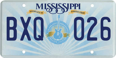MS license plate BXQ026