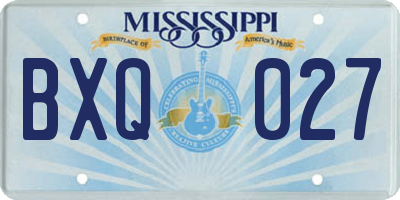 MS license plate BXQ027