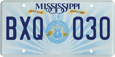 MS license plate BXQ030