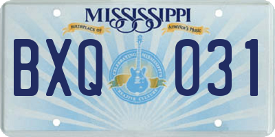 MS license plate BXQ031