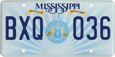 MS license plate BXQ036