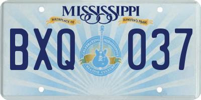 MS license plate BXQ037