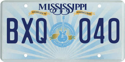 MS license plate BXQ040