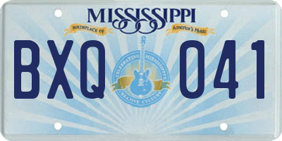 MS license plate BXQ041