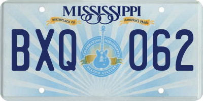 MS license plate BXQ062