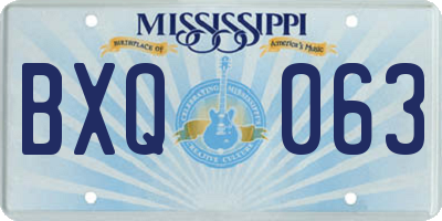 MS license plate BXQ063