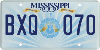 MS license plate BXQ070