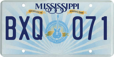 MS license plate BXQ071