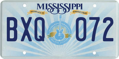 MS license plate BXQ072