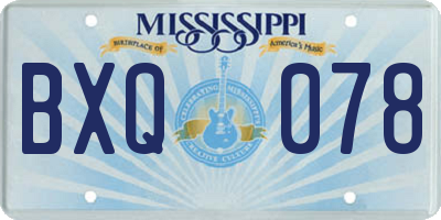 MS license plate BXQ078