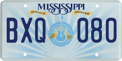 MS license plate BXQ080