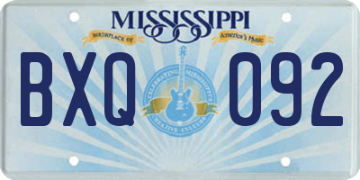 MS license plate BXQ092