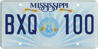 MS license plate BXQ100