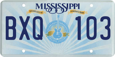MS license plate BXQ103