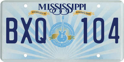MS license plate BXQ104