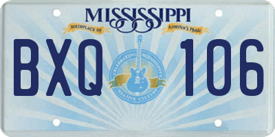 MS license plate BXQ106