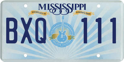 MS license plate BXQ111