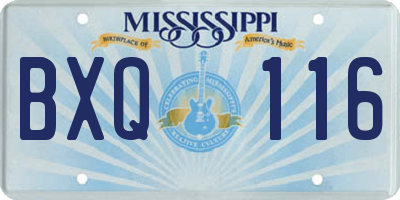 MS license plate BXQ116