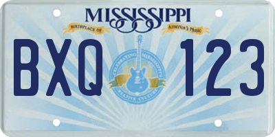 MS license plate BXQ123