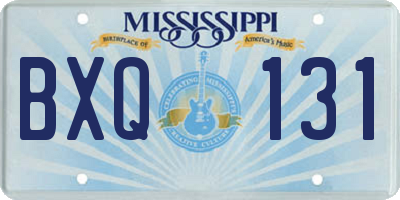 MS license plate BXQ131