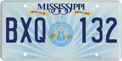 MS license plate BXQ132