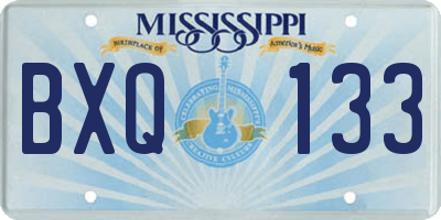 MS license plate BXQ133