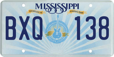 MS license plate BXQ138