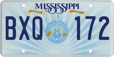 MS license plate BXQ172