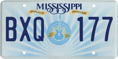 MS license plate BXQ177