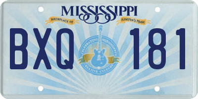 MS license plate BXQ181