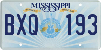 MS license plate BXQ193