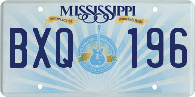 MS license plate BXQ196
