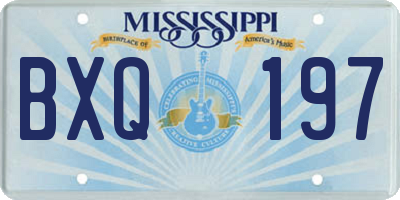 MS license plate BXQ197
