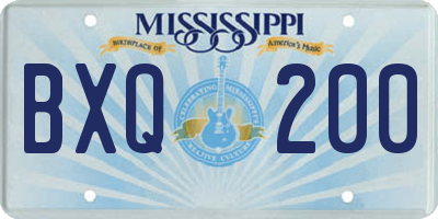 MS license plate BXQ200