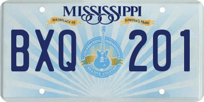 MS license plate BXQ201