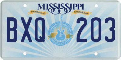MS license plate BXQ203