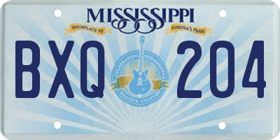 MS license plate BXQ204