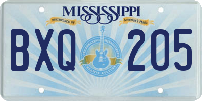 MS license plate BXQ205