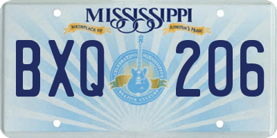 MS license plate BXQ206