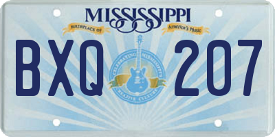 MS license plate BXQ207